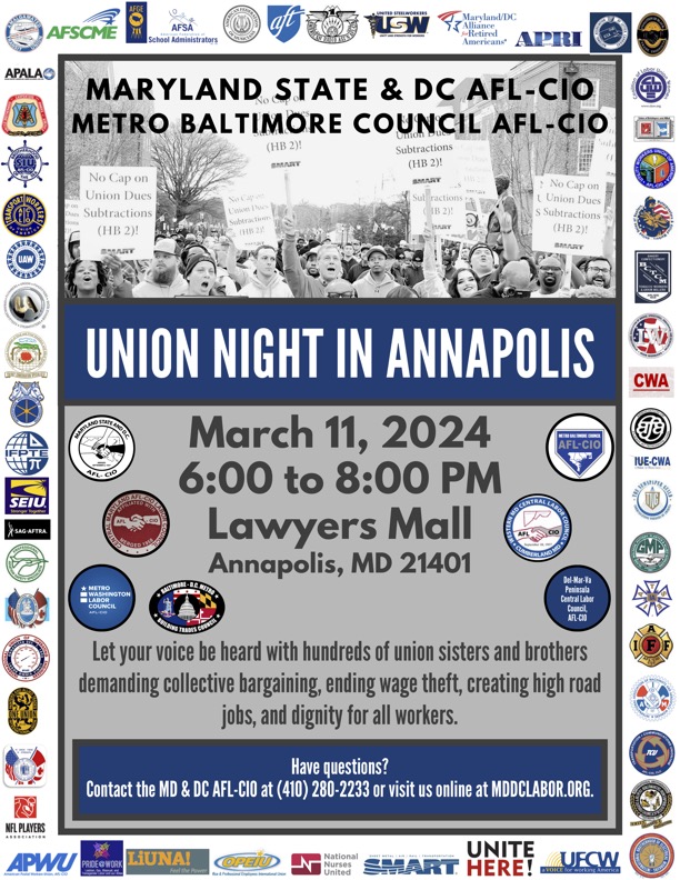 AFLCIO Union Night in Annapolis 2024