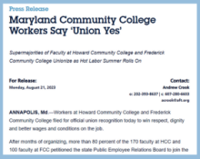 Maryland Community College Workers Say 'Union Yes!'