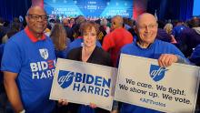 Lisa Oelfke with others at the Biden rally