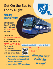 Get on the bus for Lobby Night, February 9th (flyer)