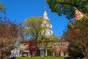 view of the Maryland State House in summer